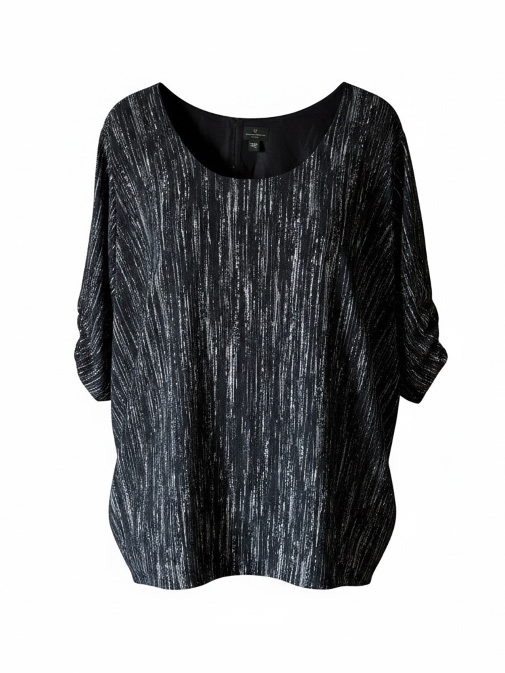 Worthington Black and Silver Metallic Brushstroke Tunic